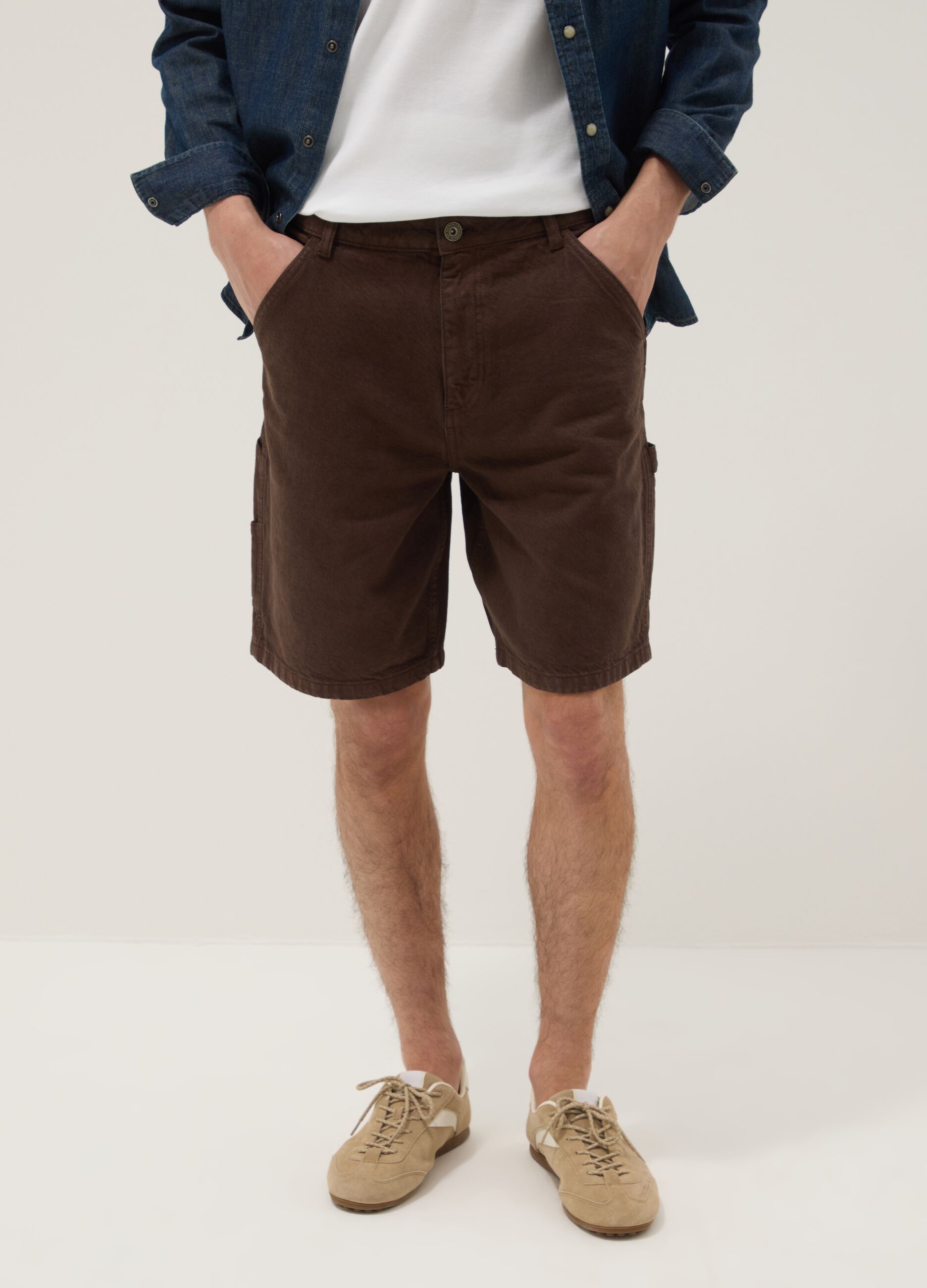 Brown pure cotton bermuda shorts