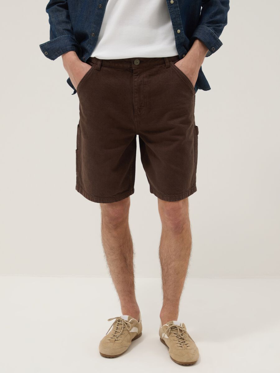 Brown pure cotton bermuda shorts_1