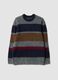 Grey striped stretch wool crew-neck jumper, regular fit_0