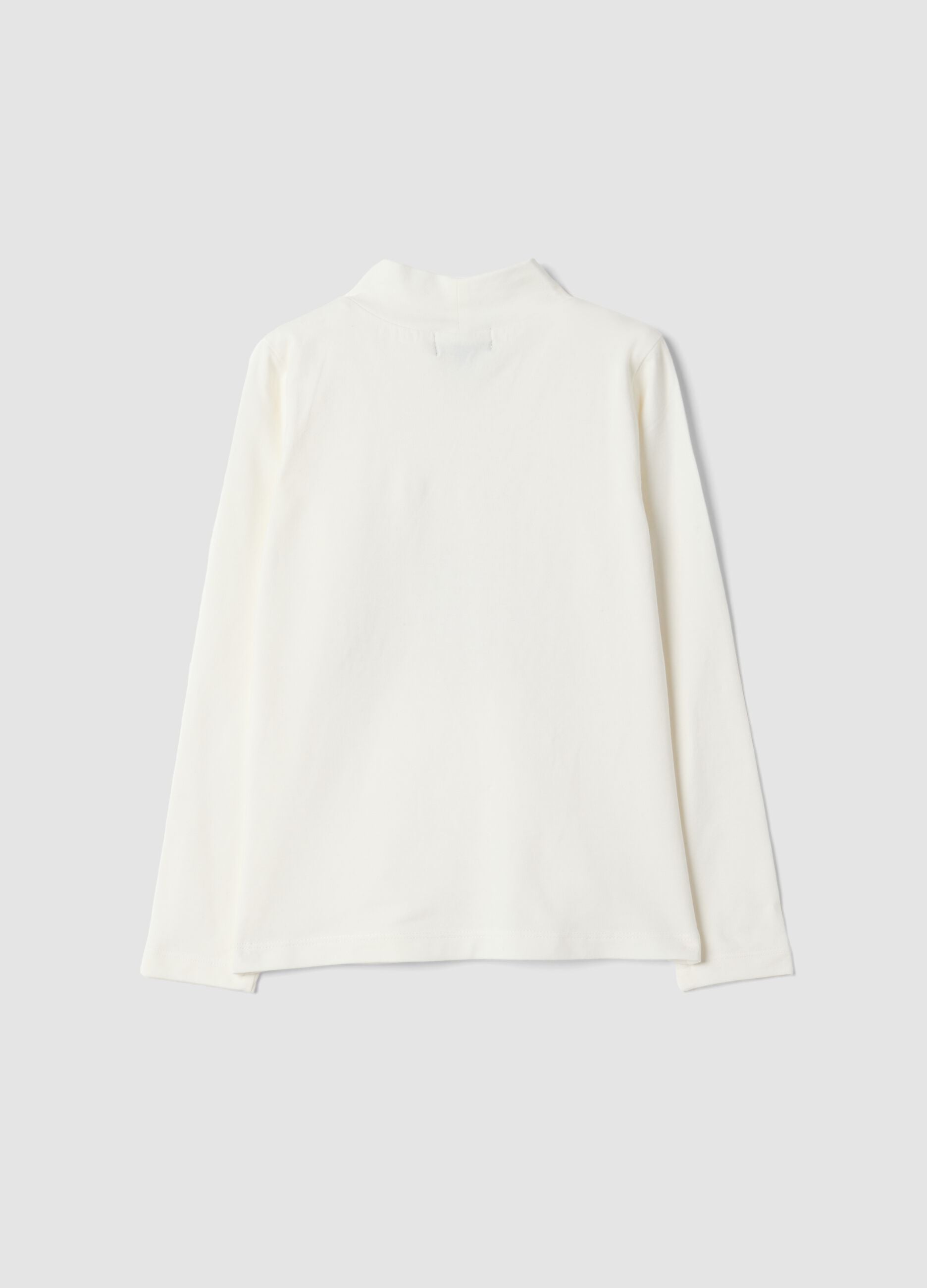 White stretch cotton crew-neck T-shirt