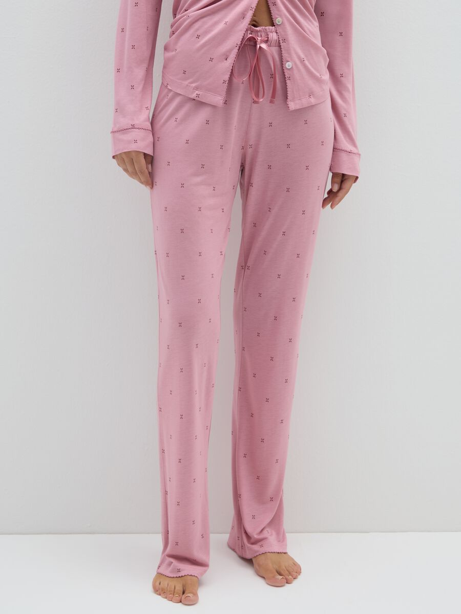 Pink Pyjama Trousers with Elasticated Waist_1