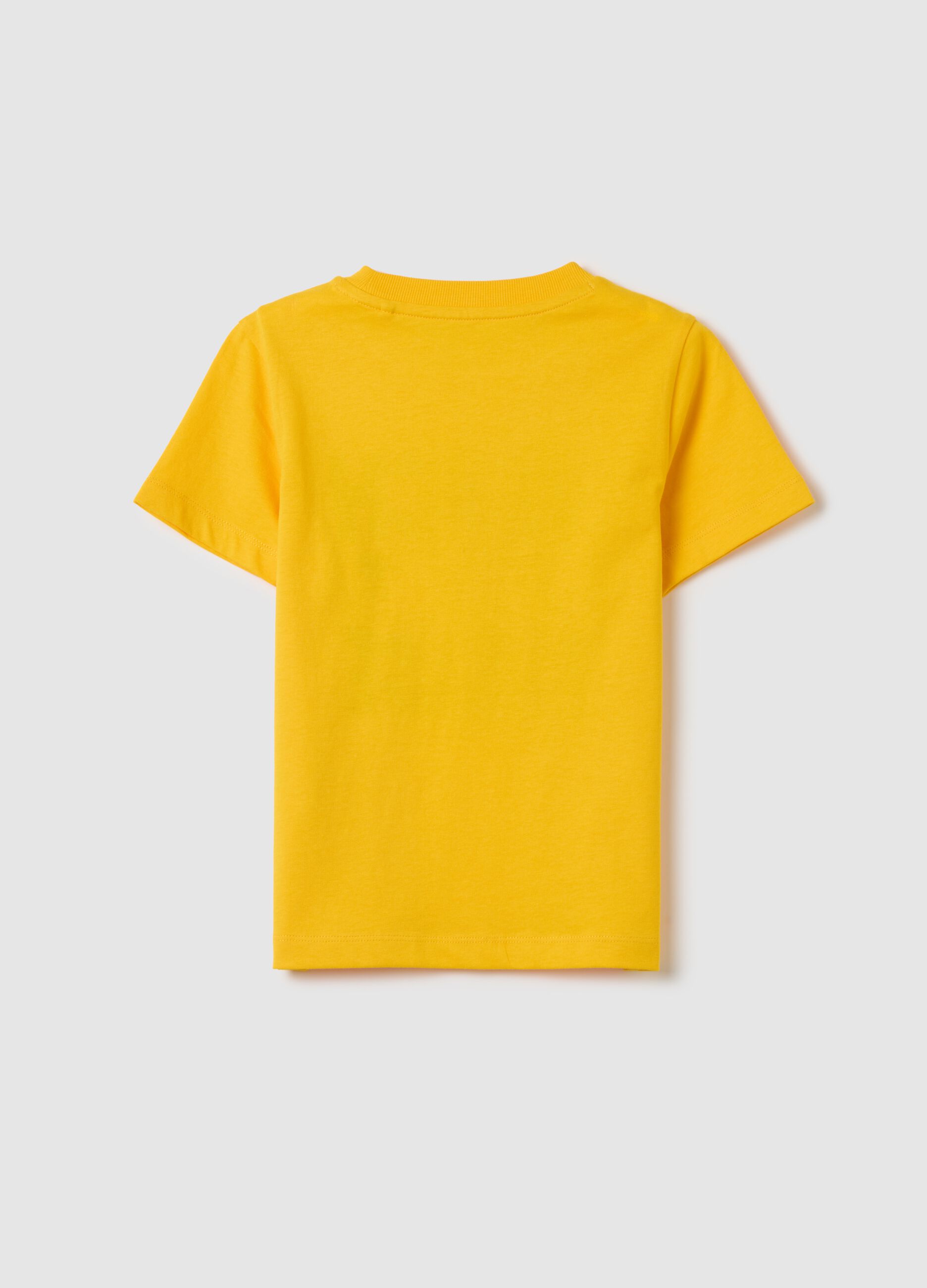 Yellow children's regular fit pure cotton t-shirt with print
