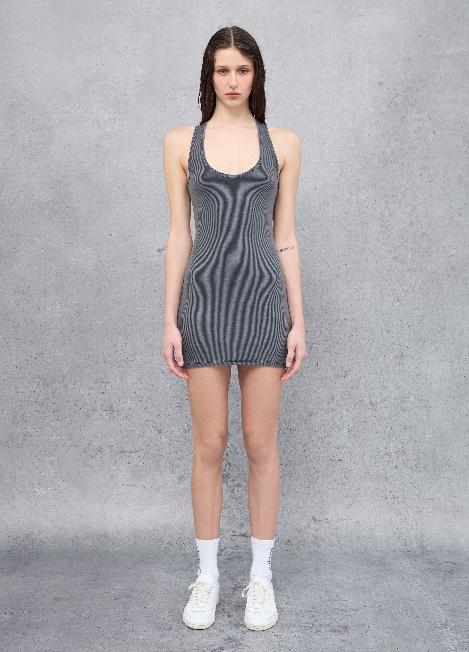 Backless Mini Dress Vintage Grey