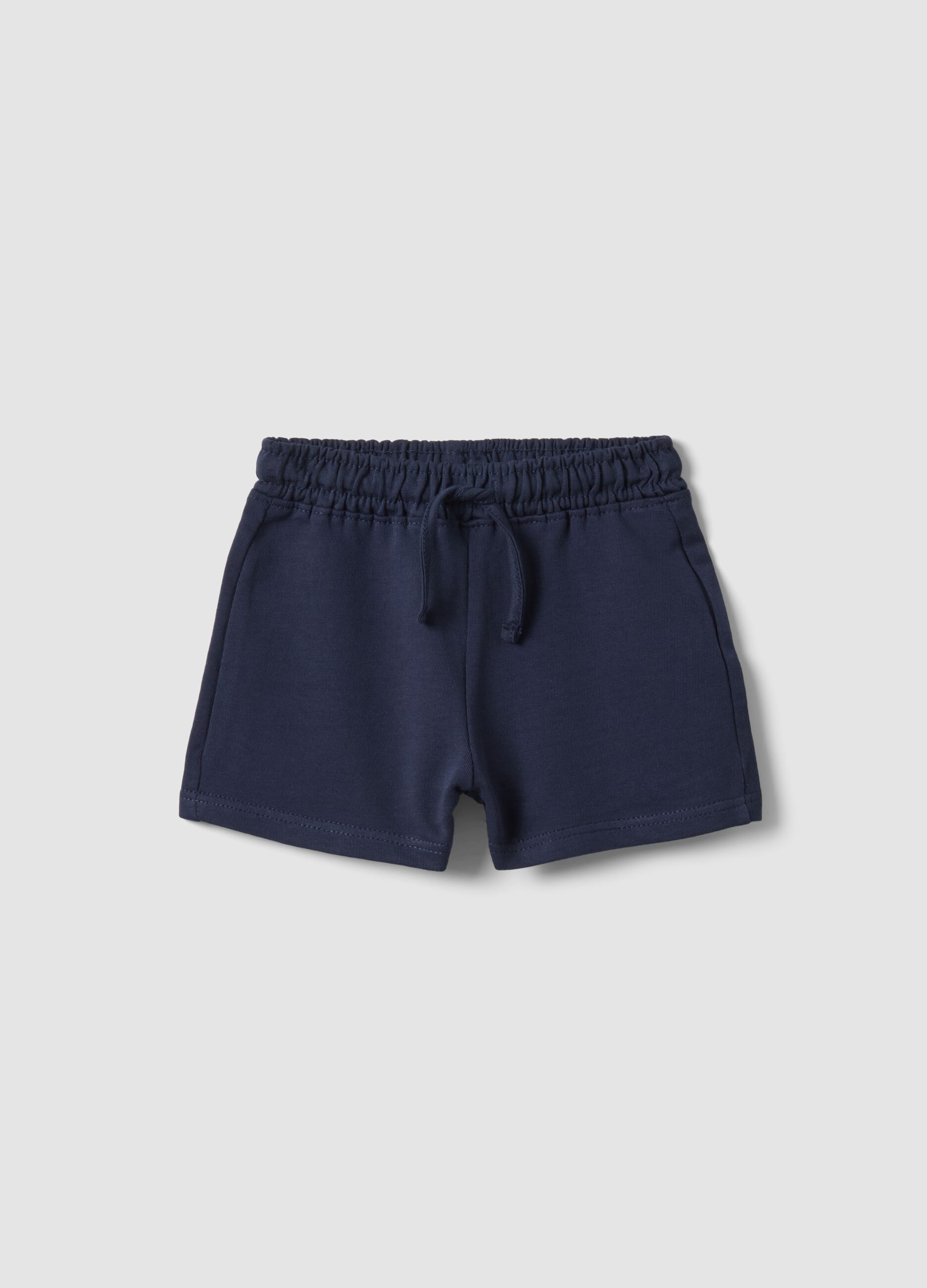 Girls' blue 100% cotton regular-fit shorts