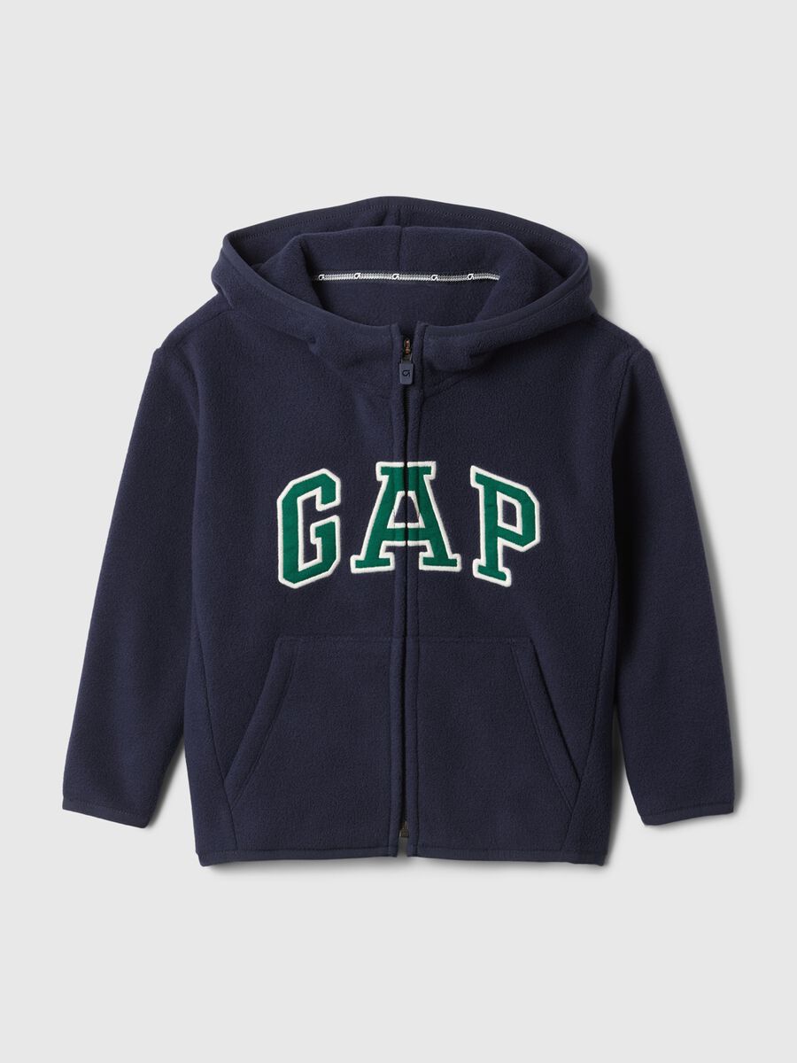 Full-zip fleece hoodie and embroidered logo_0