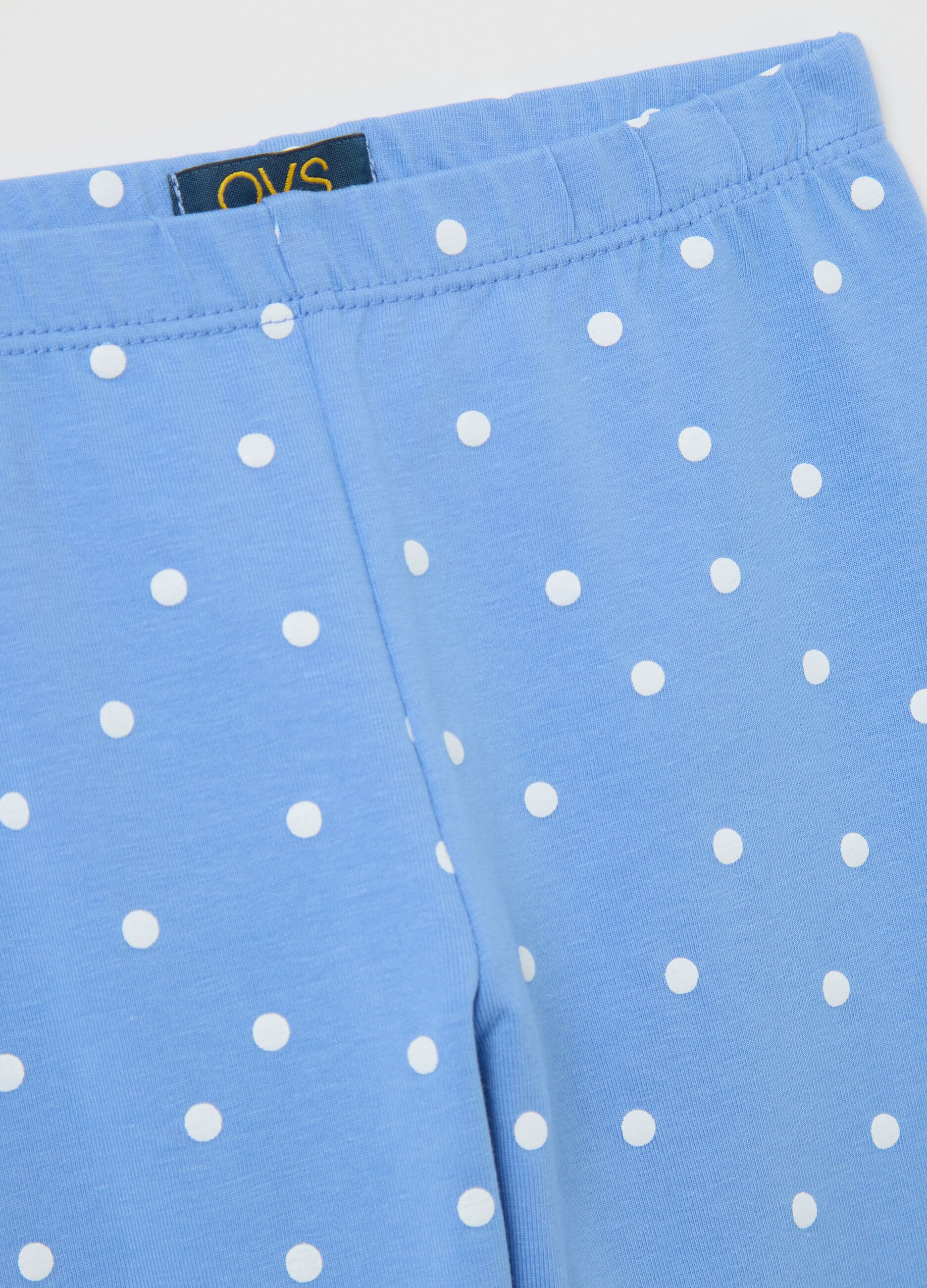 Light blue three-quarter leggings with polka dot pattern