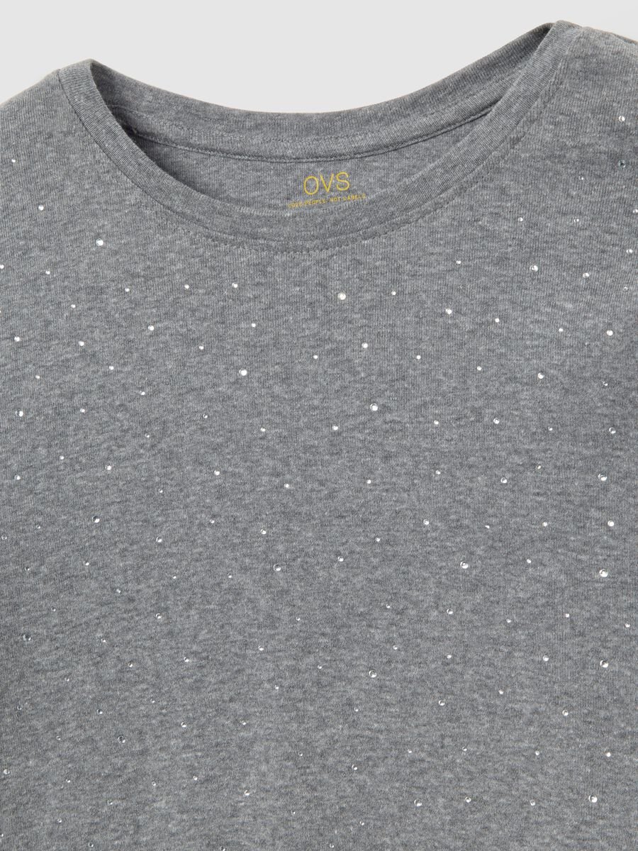 Grey long-sleeve regular fit pure cotton top with rhinestones_5