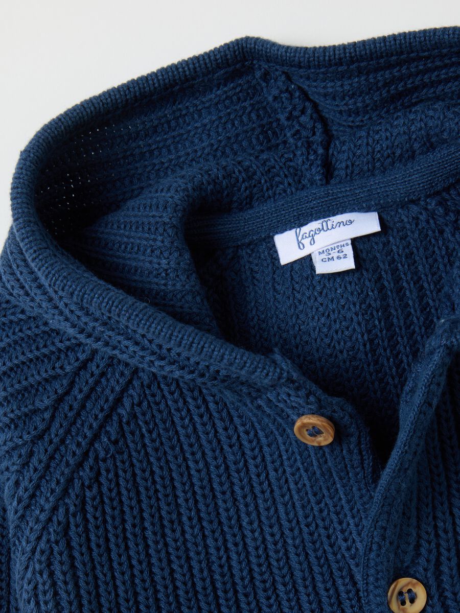 Baby Cardigan in Pure Blue Cotton_2