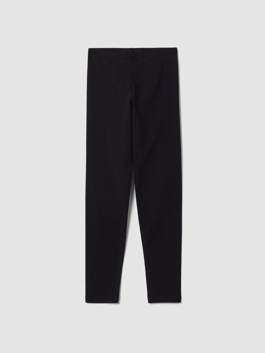 Leggings skinny neri in misto cotone organico elasticizzato per ragazza_1