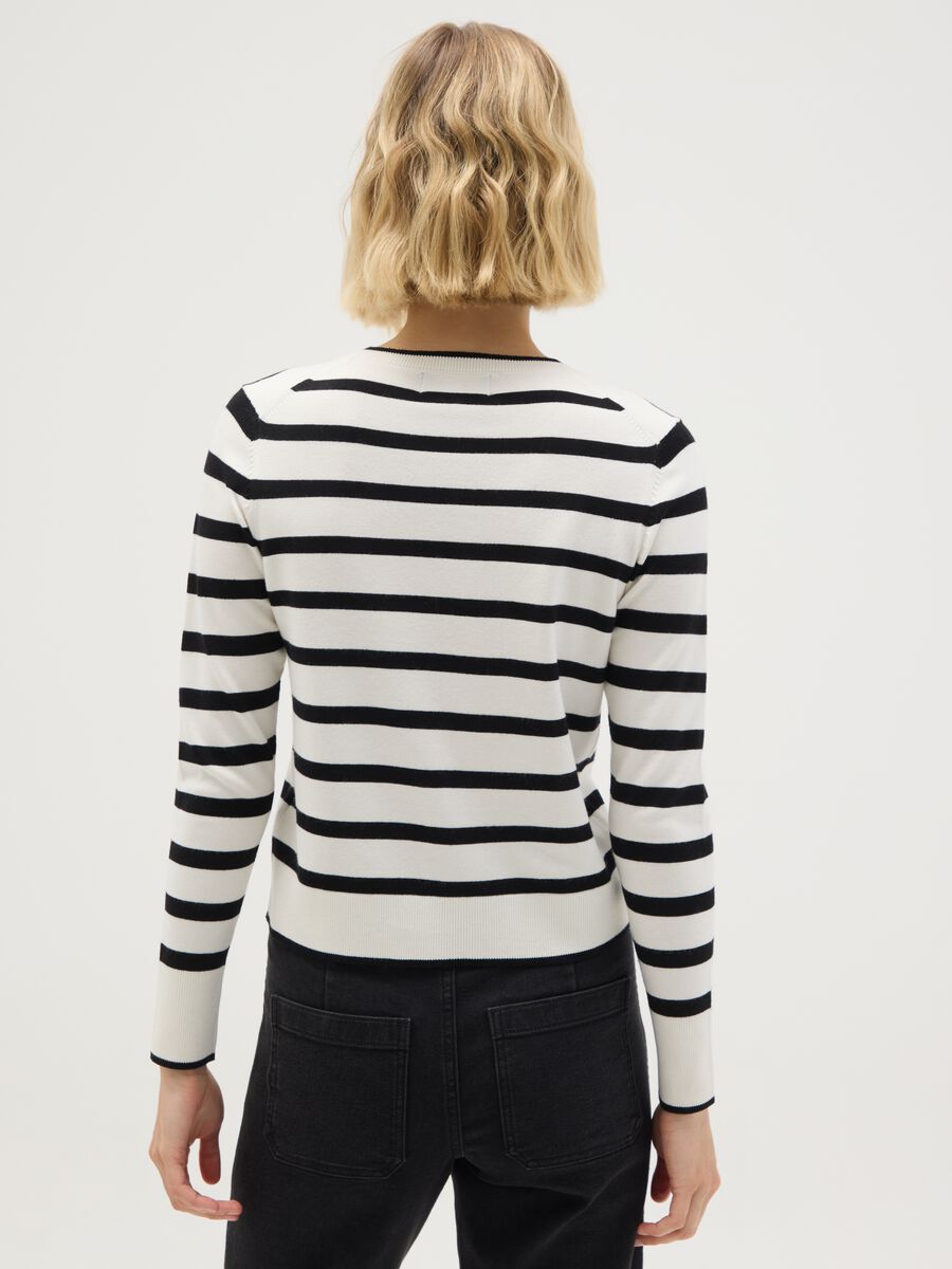 Multicolour Striped Mixed Fabric Cardigan - Regular Fit_3