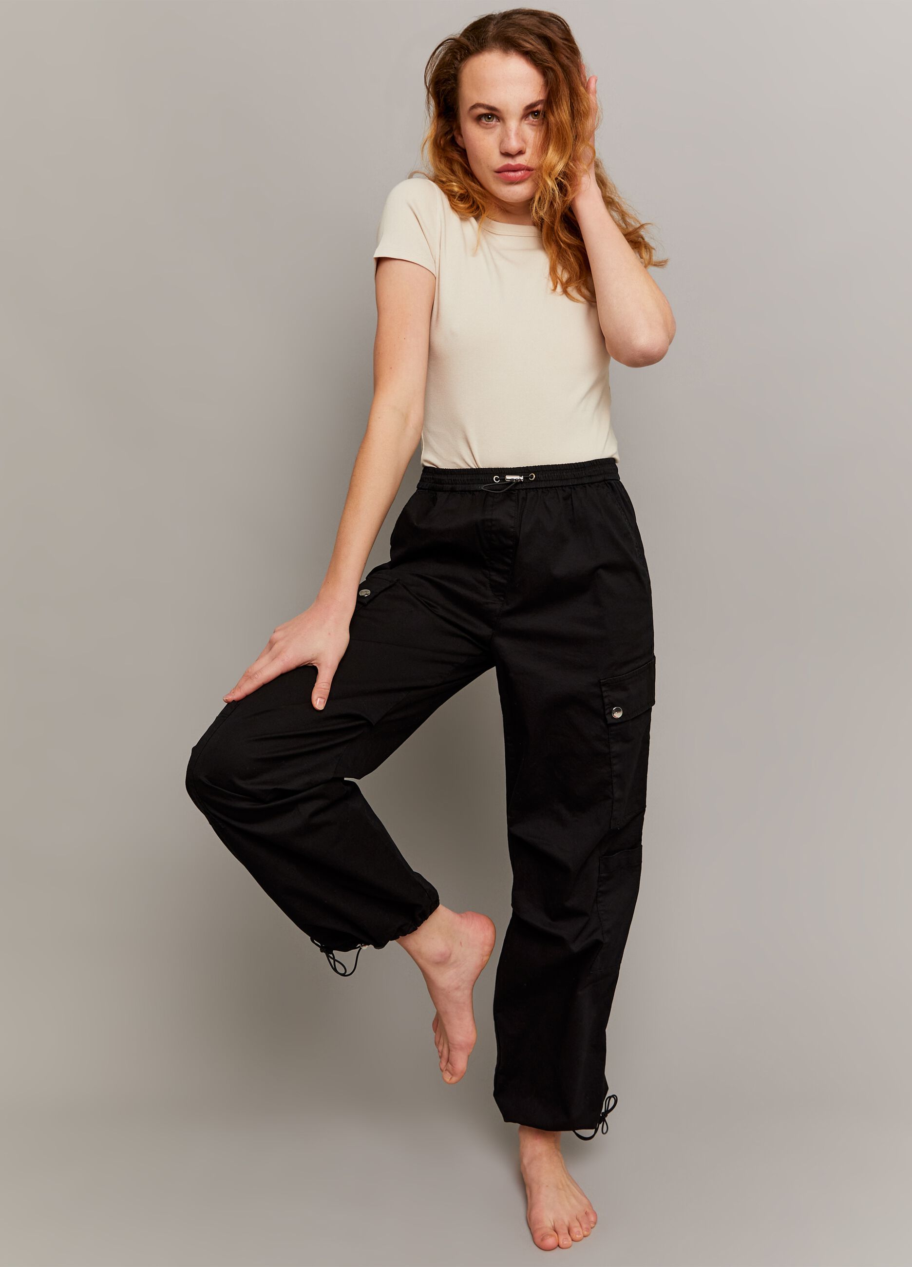 Pantalone parachute cargo stretch