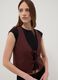 Gilet marrone in misto viscosa e lino regular fit_0