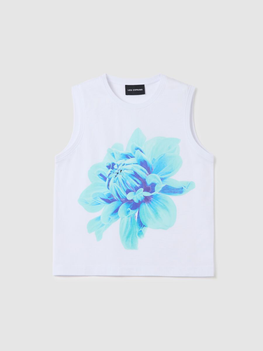 White tank top with floral print by Les Copains_4