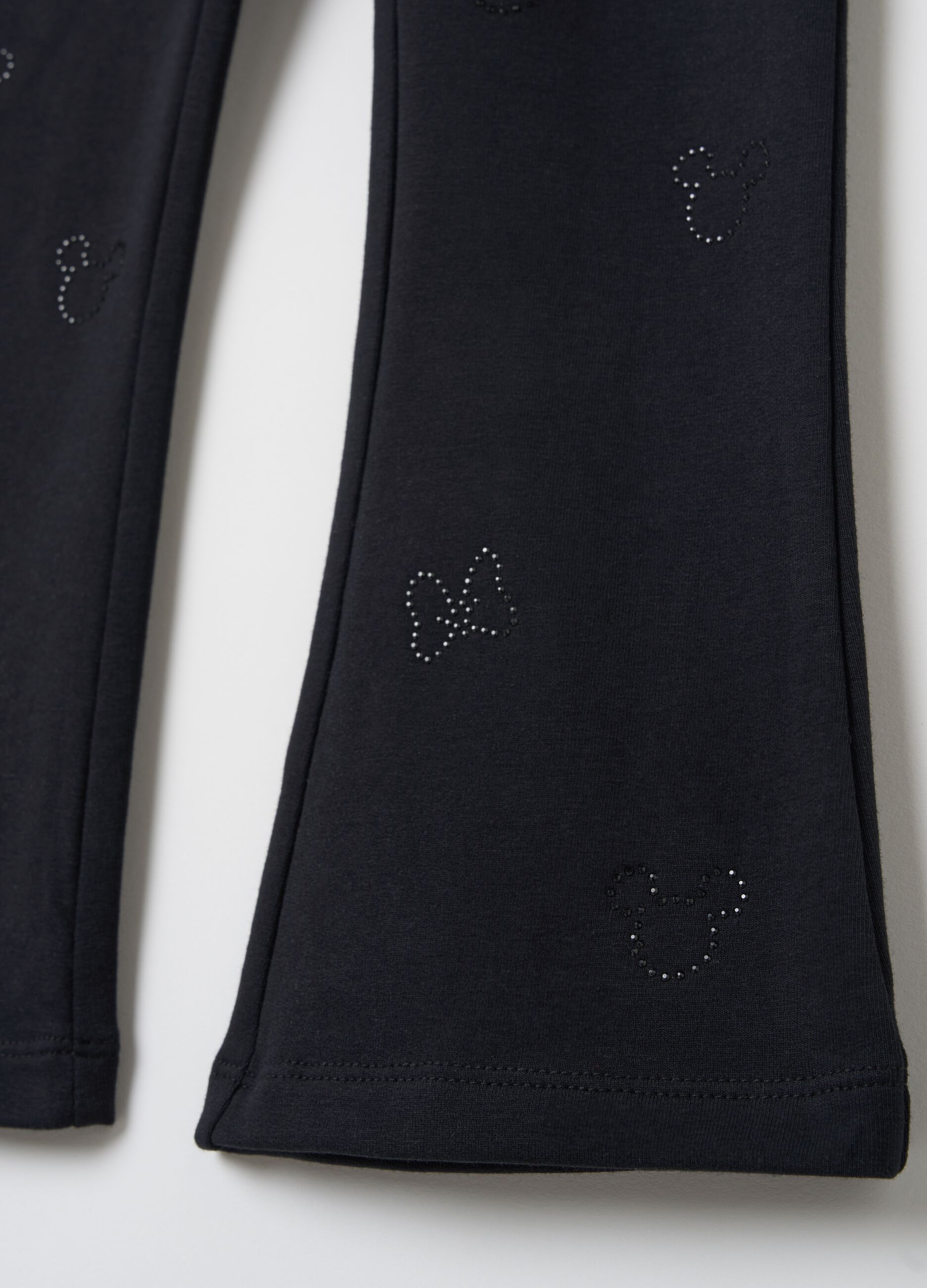 Treggings flare fit con Minnie di strass 