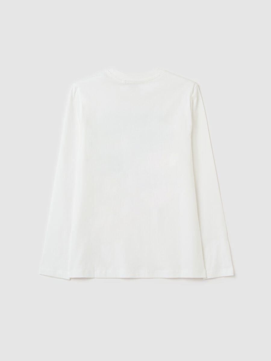 T-shirt a maniche lunghe in cotone con stampa _4