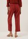 Red viscose-linen blend straight-fit trousers with drawstring_2