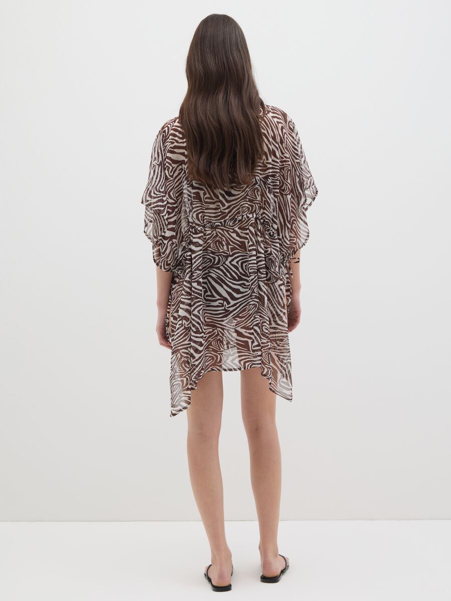 Women’s multicoloured beach cover-up in mixed fabric with zebra print_3