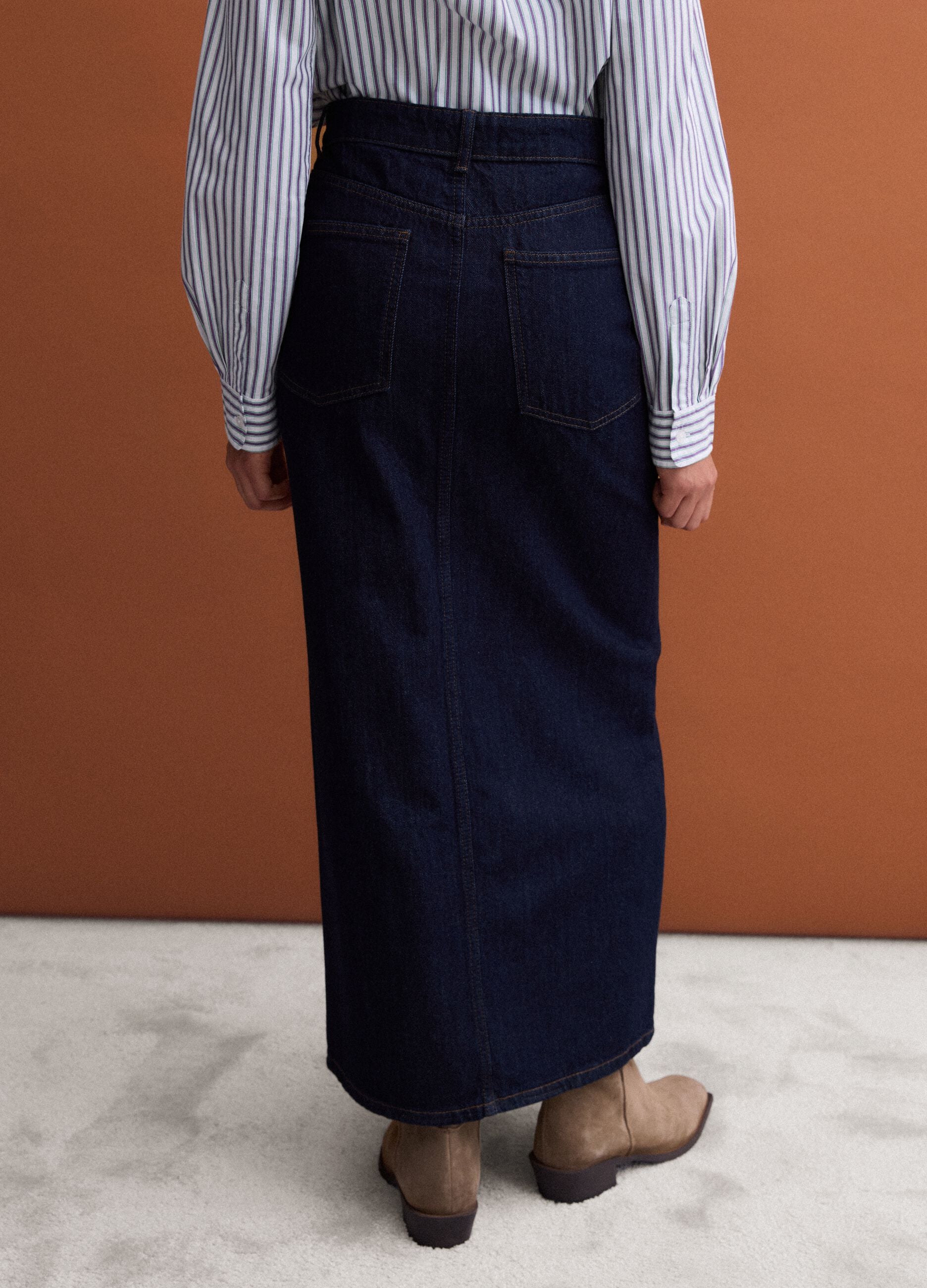 Blue midi skirt in pure cotton denim
