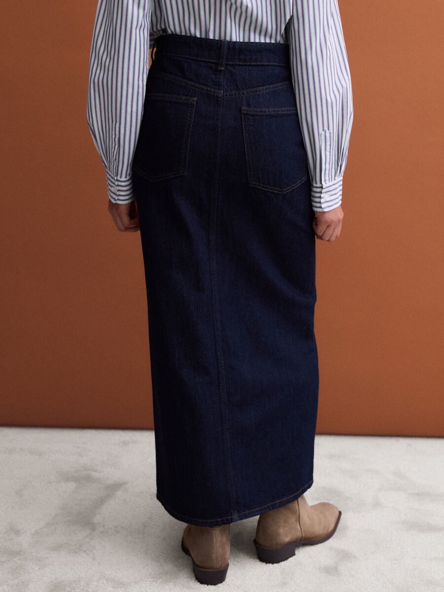 Blue midi skirt in pure cotton denim_2