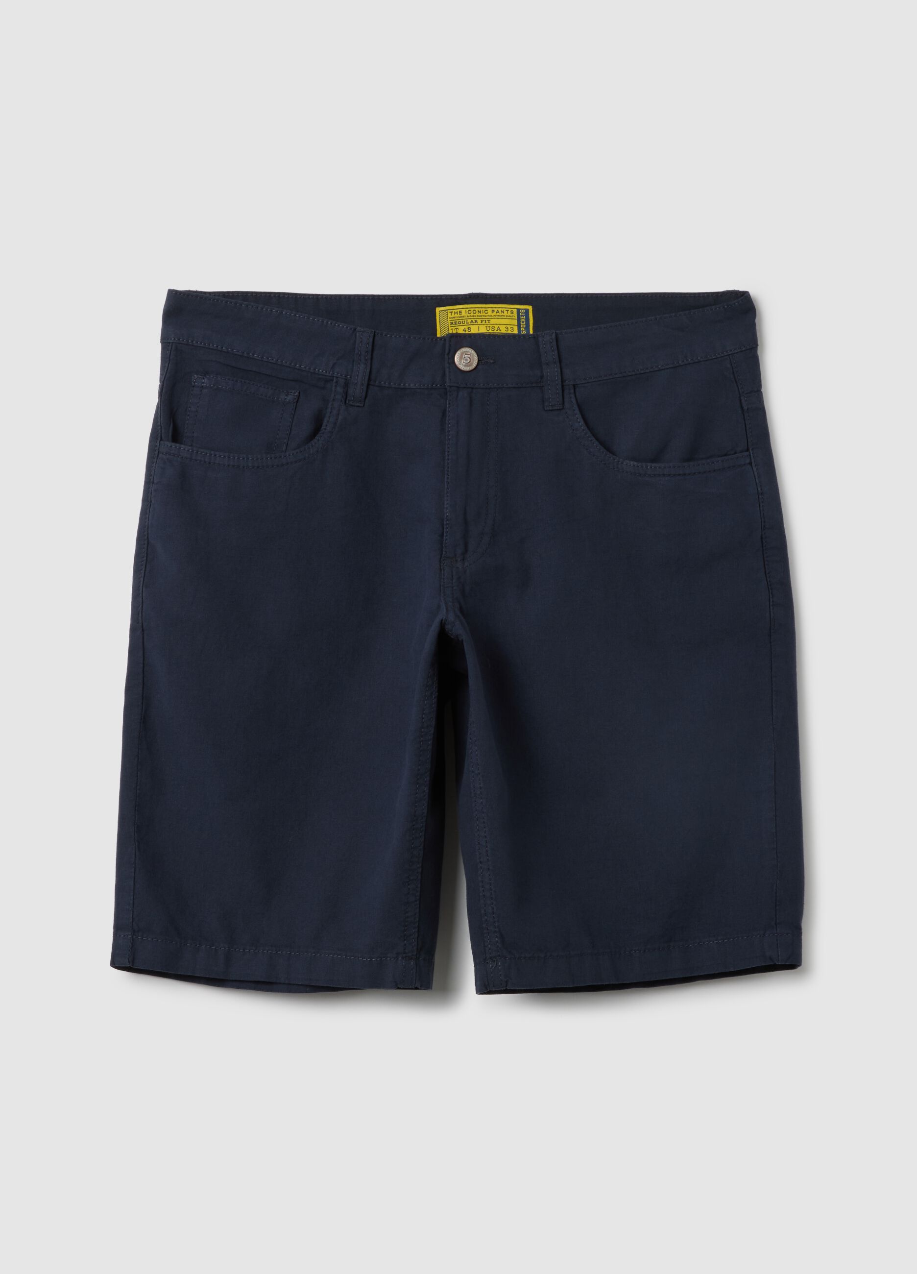 Shorts da uomo in cotone blu regular fit