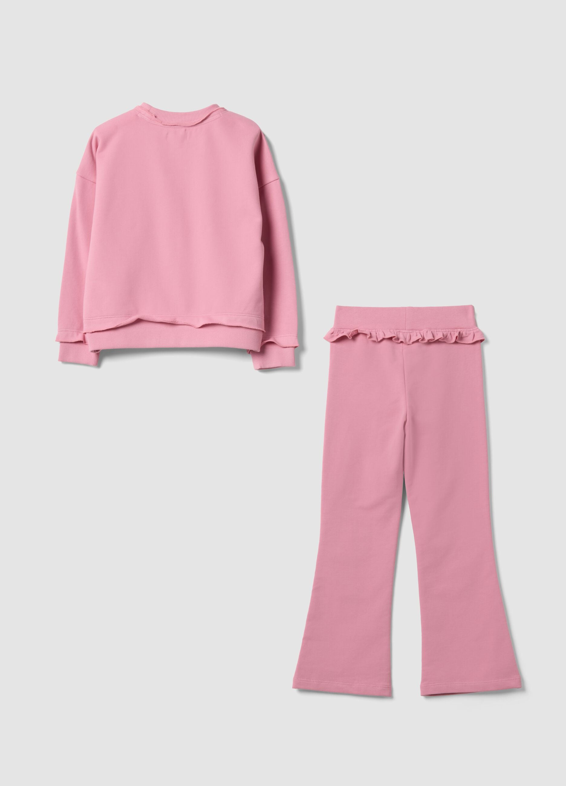 Pink cotton-blend Frozen printed jogging set for girls