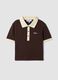 Brown cropped stretch-cotton polo with print, regular fit_4