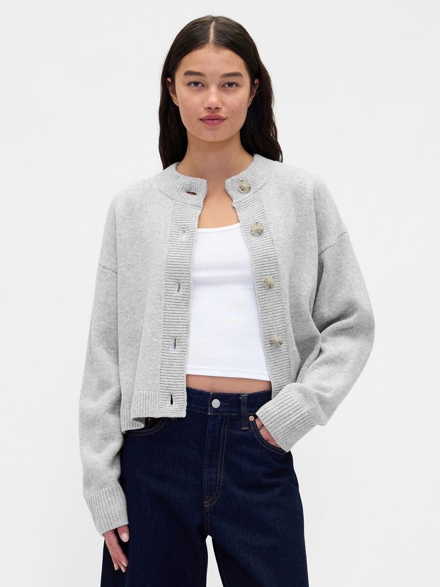 Grey Cotton Blend Cardigan_0