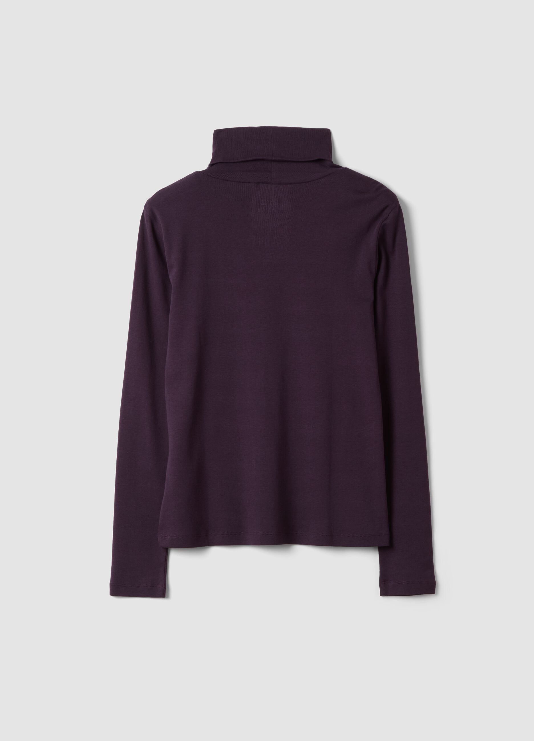 Purple pure cotton long-sleeve crew-neck top