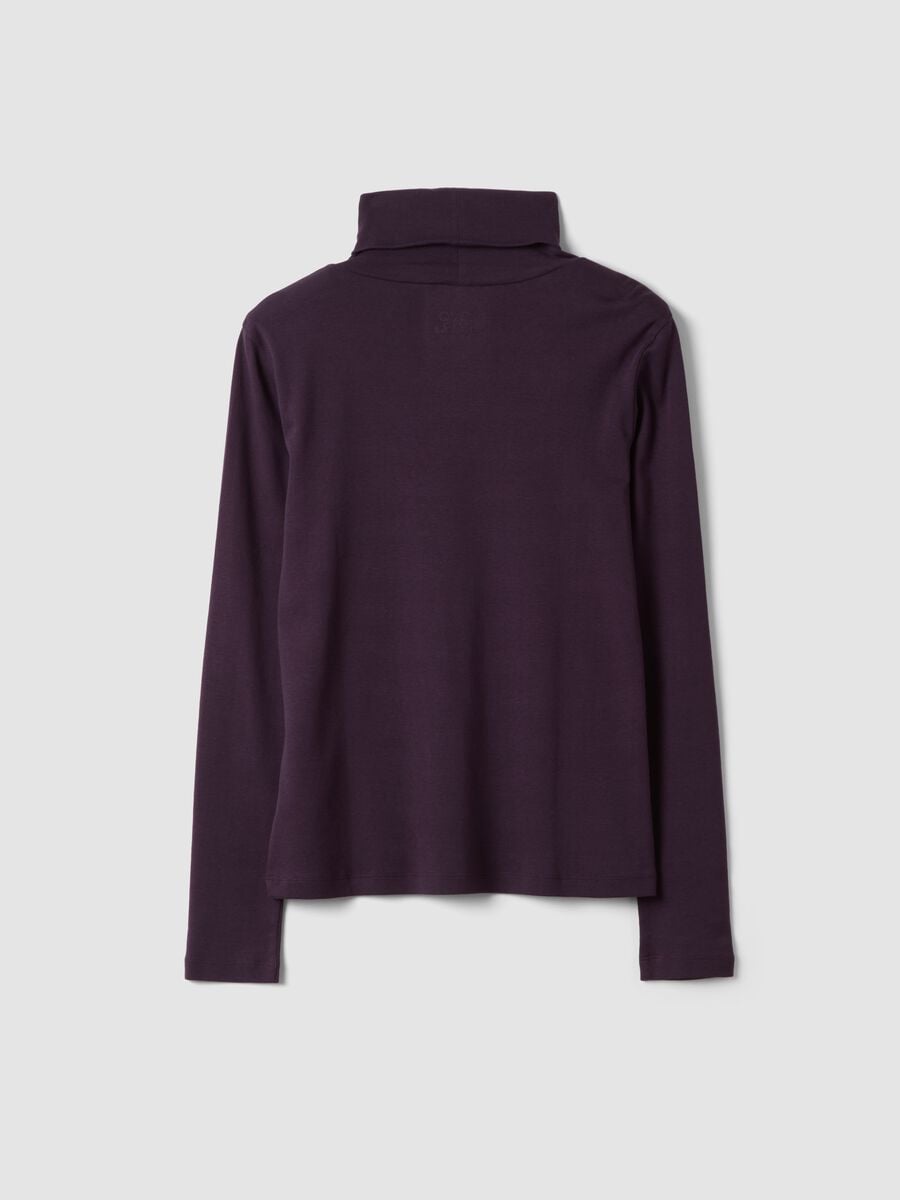 Maglia viola in puro cotone con girocollo a maniche lunghe_6