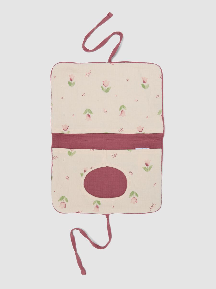 Fasciatoio portatile rosa in puro cotone con stampa floreale_1