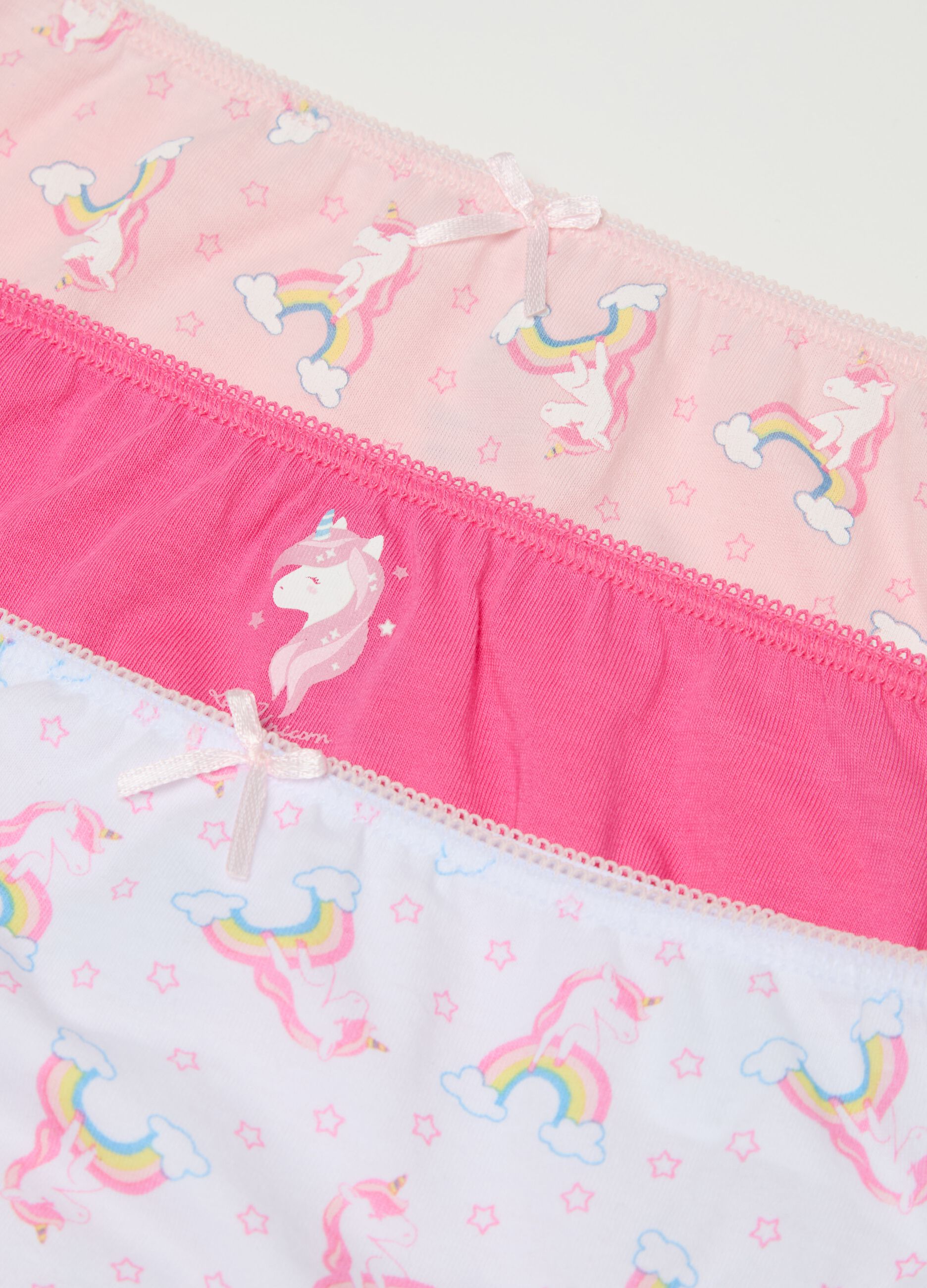 Five-pack cotton briefs with unicorns print