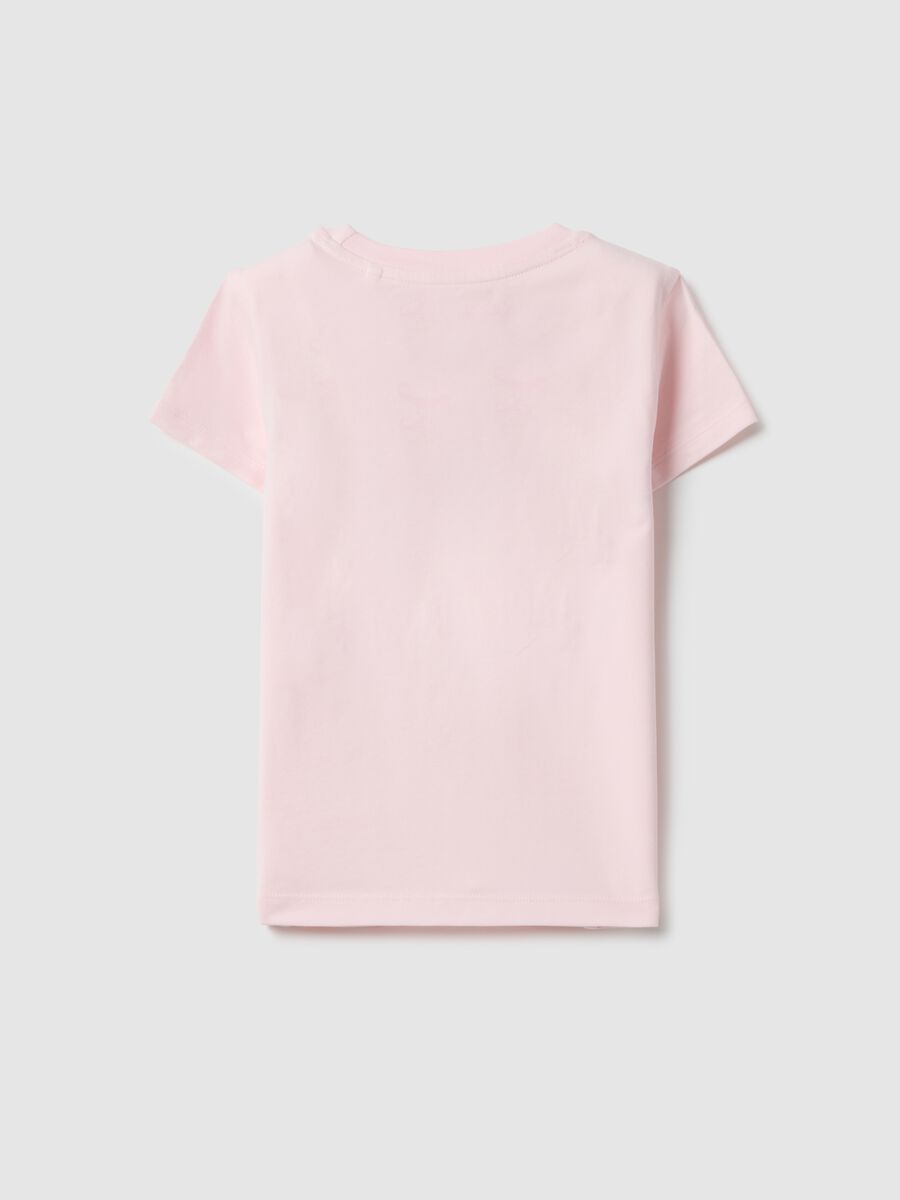 Girl's pink cotton blend t-shirt regular fit with print_1