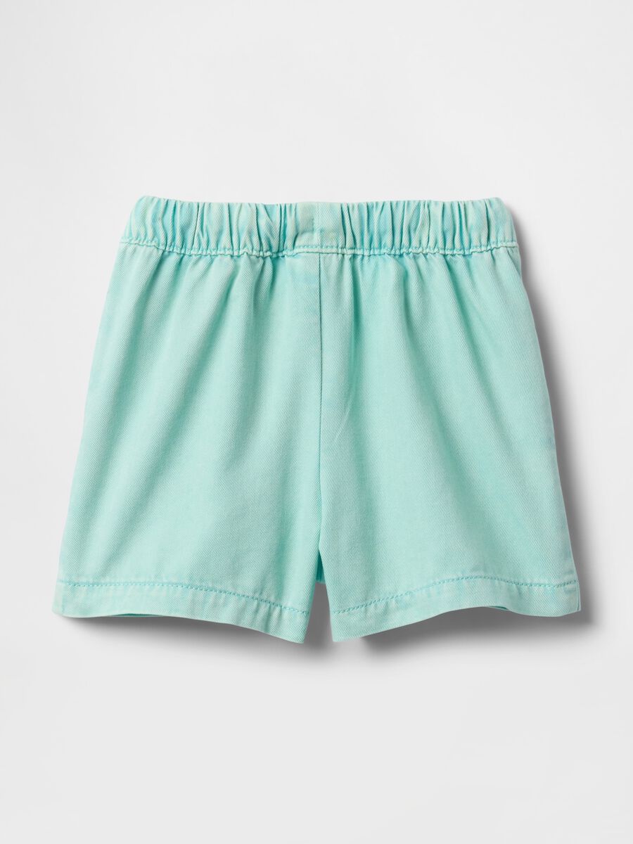 Light blue cotton girl's shorts with drawstring_2