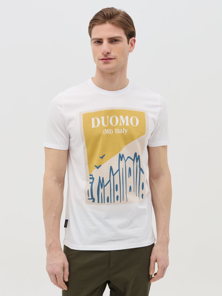 Cotton T-shirt with "Duomo (MI) Italy" print_0
