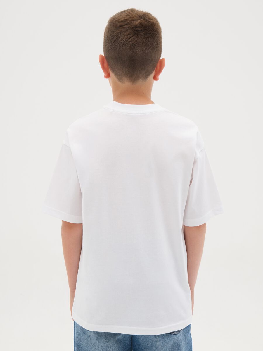 T-shirt da ragazzo in puro cotone bianca regular fit_1
