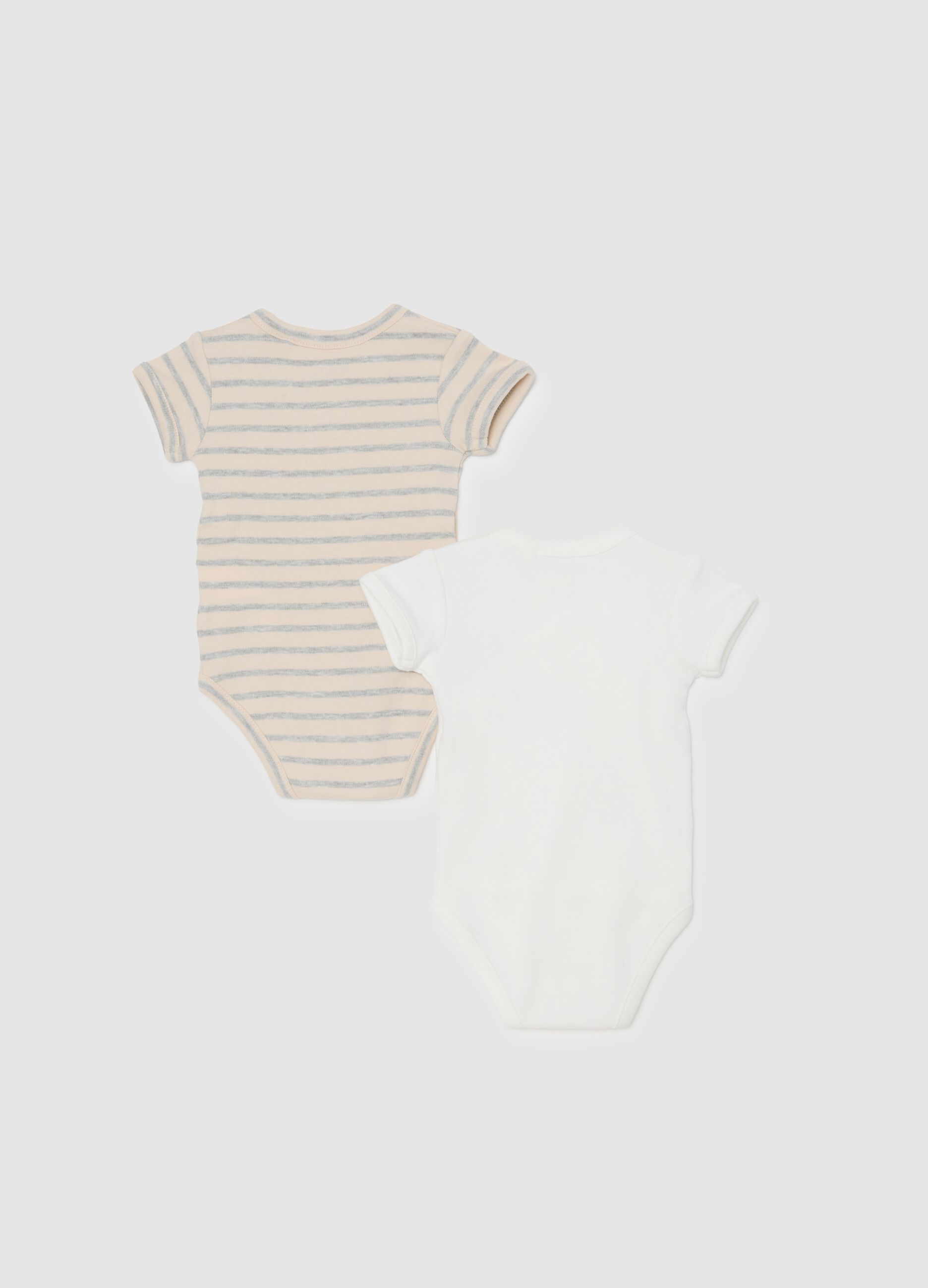 White and beige cotton bodysuit