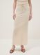 Beige long skirt in stretchy textured fabric_1