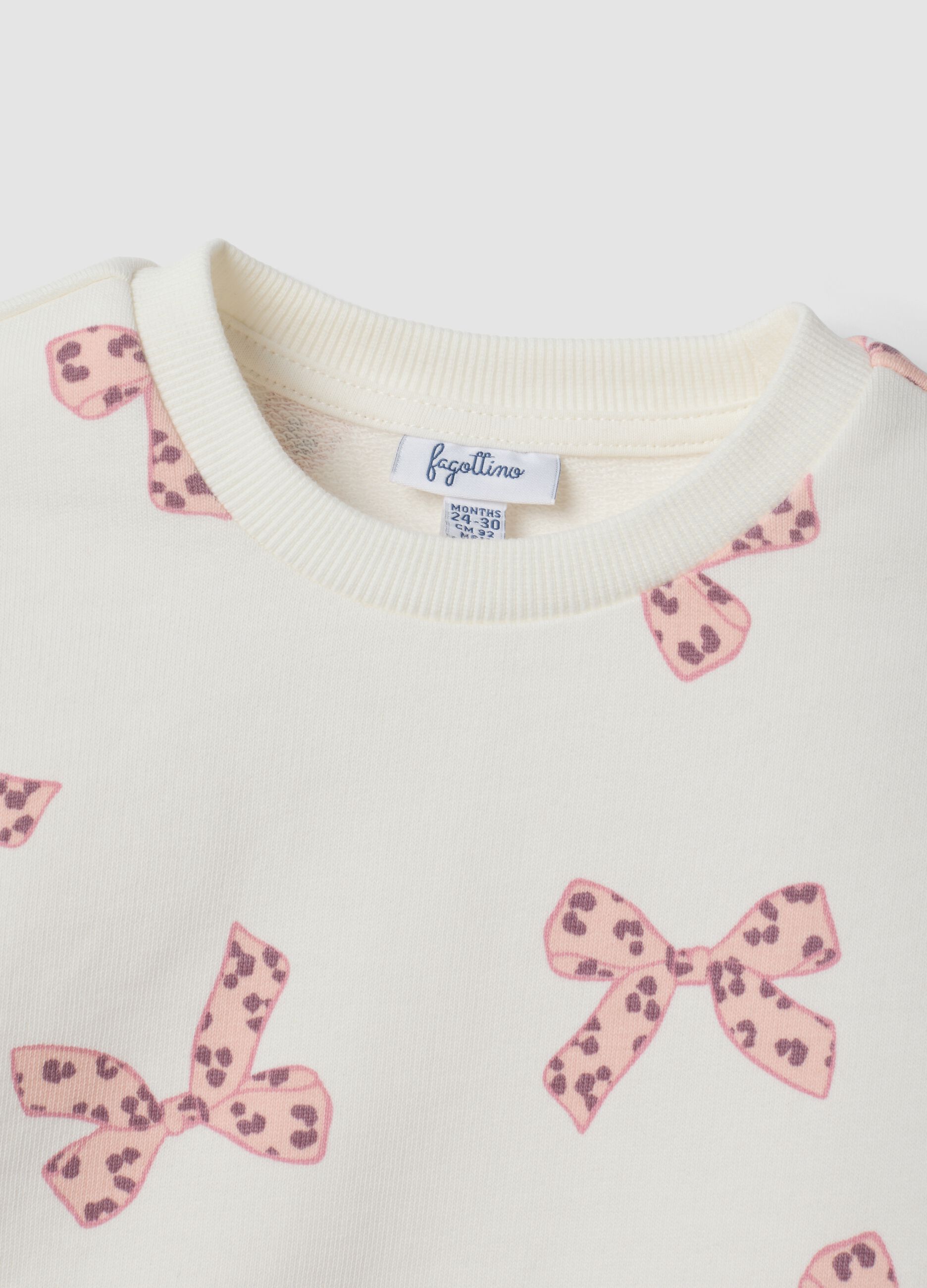White and pink pure cotton sweatshirt and trousers set for baby girl