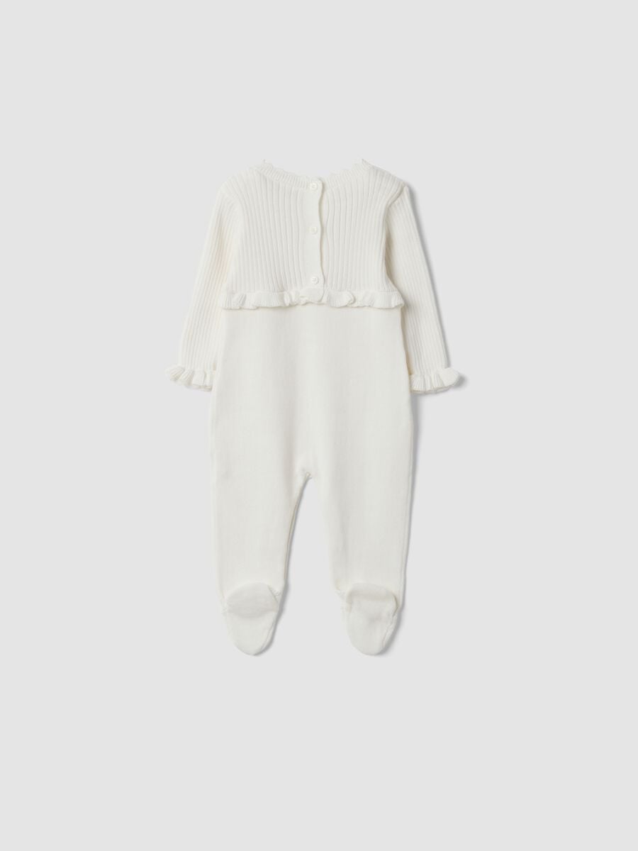 White organic cotton baby sleepsuit with feet_1