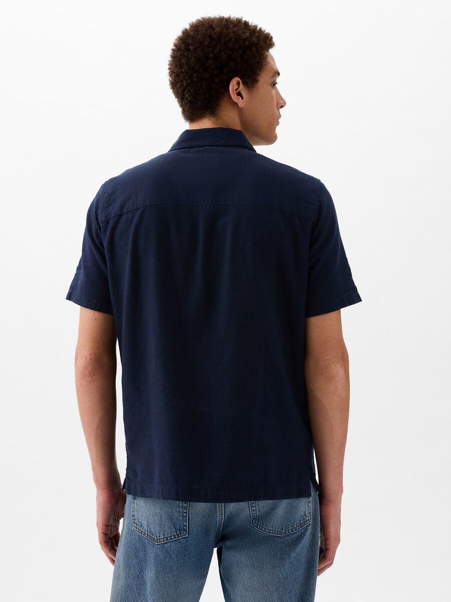 Linen and cotton short-sleeved shirt_2
