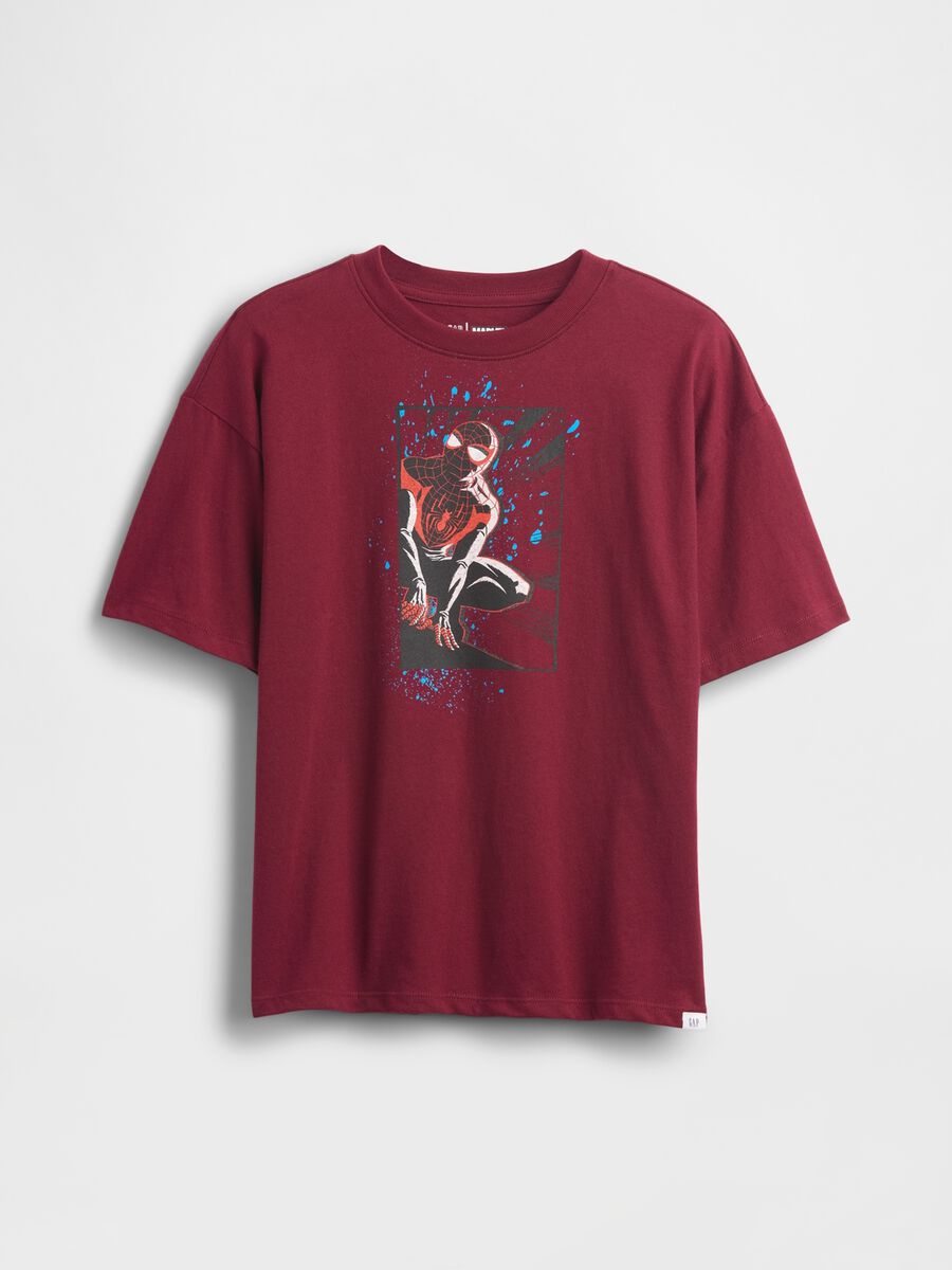 Red Cotton T-shirt with Marvel Print_0