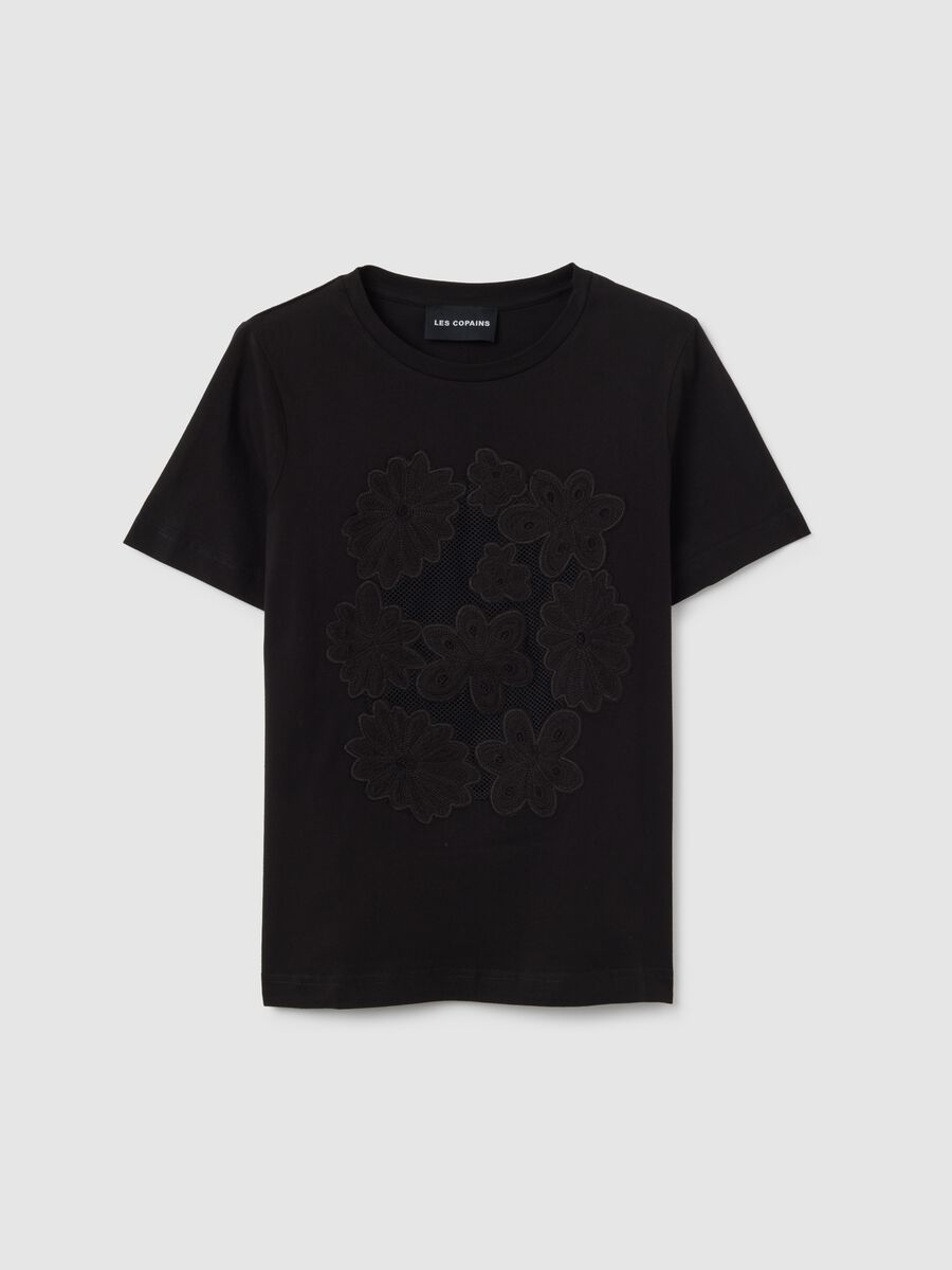 Women's pure black cotton t-shirt, regular fit_4