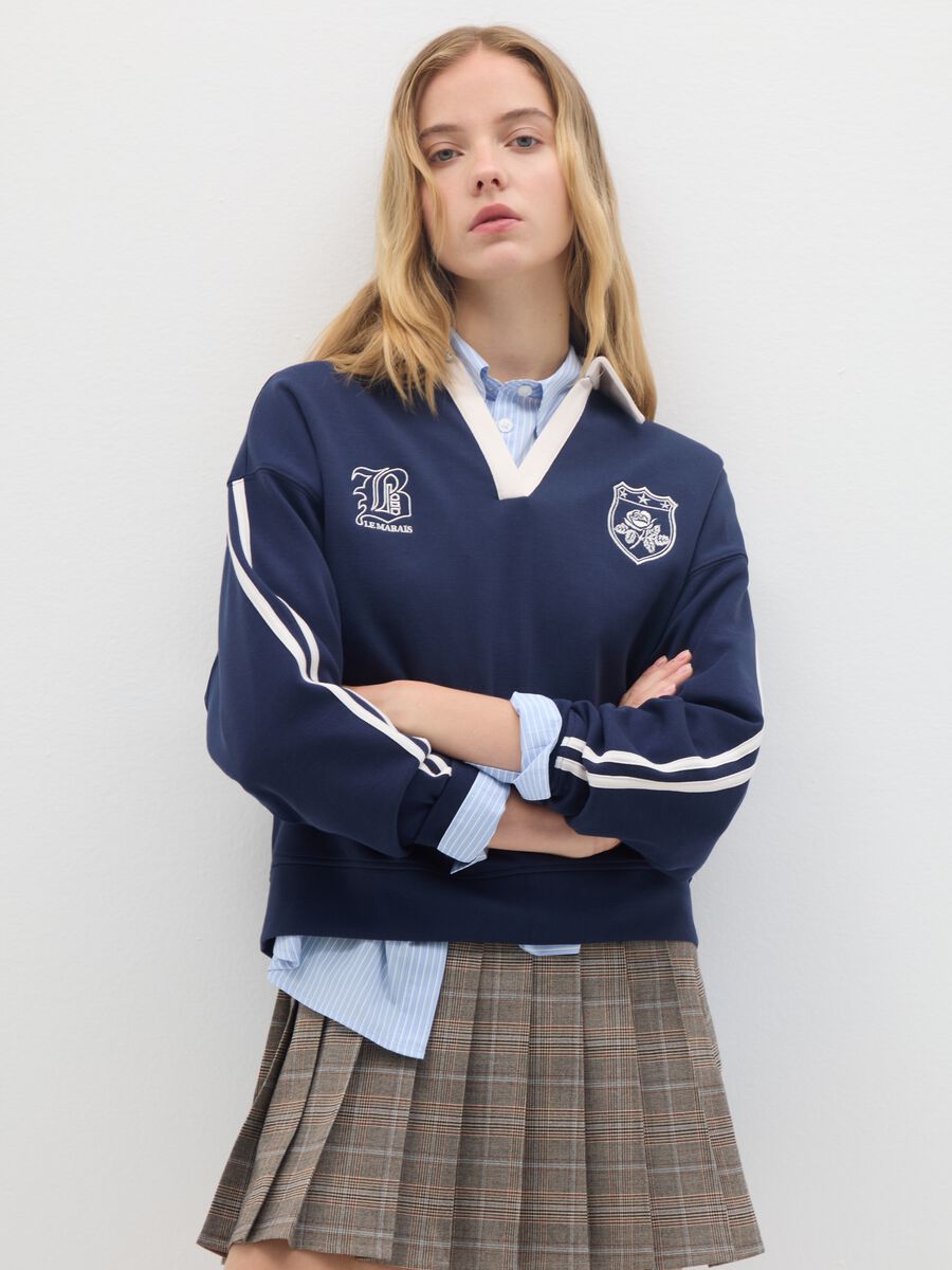 Blue regular fit cotton blend sweatshirt_1