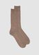 Long brown socks in stretch cotton and linen blend_0