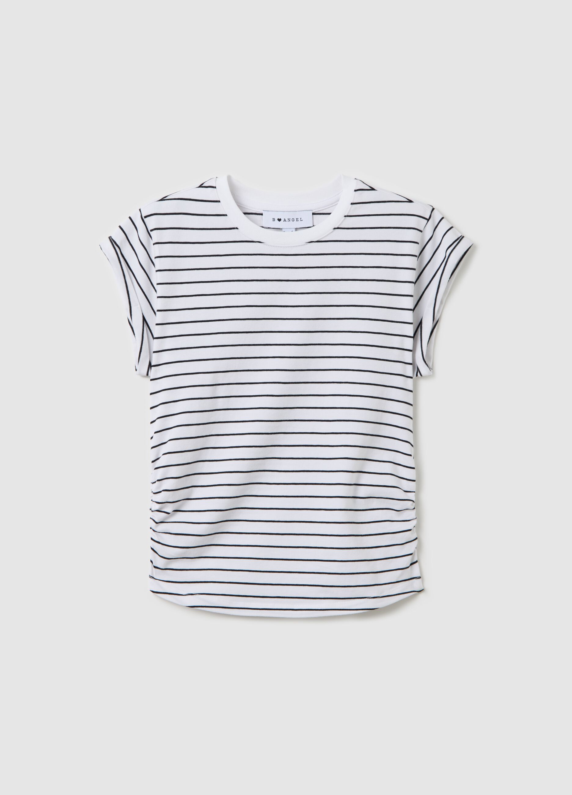 Slim-fit T-shirt with striped gathering on the side