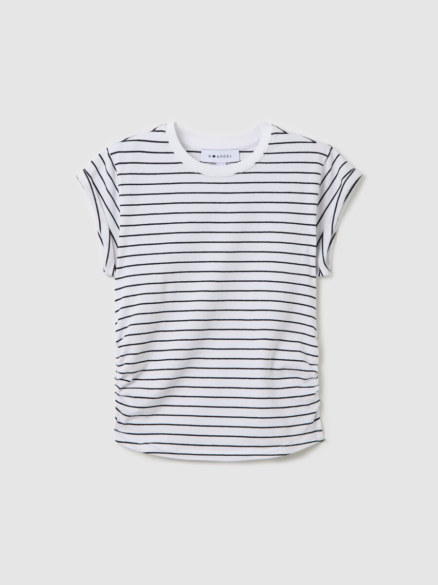 Slim-fit T-shirt with striped gathering on the side_4