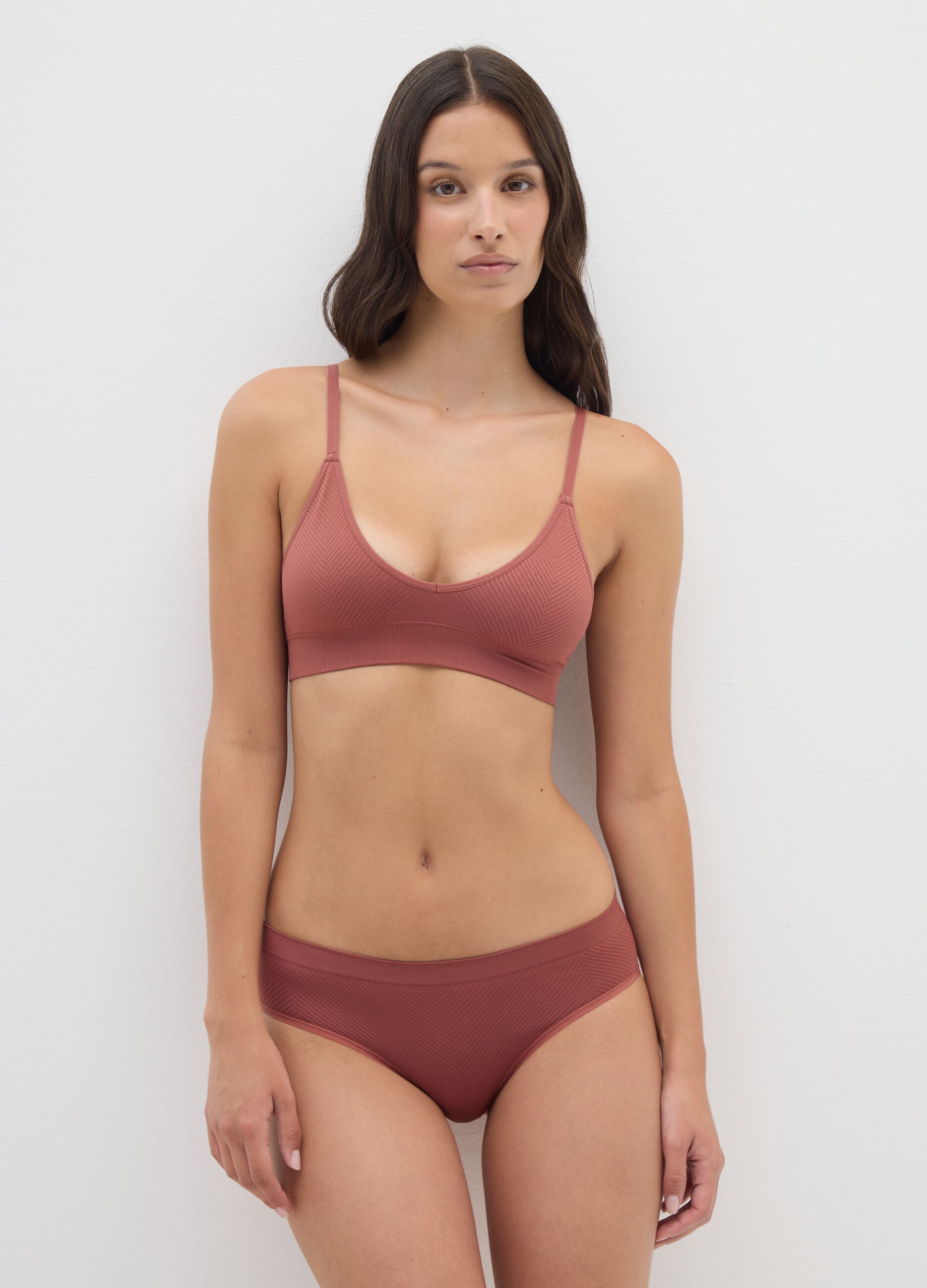 Brown Stretch Fabric Underwear