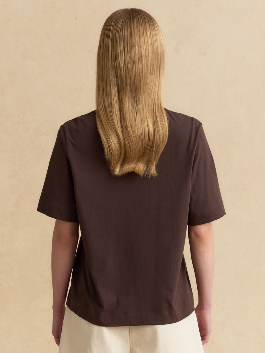 Brown pure cotton short-sleeve T-shirt_3