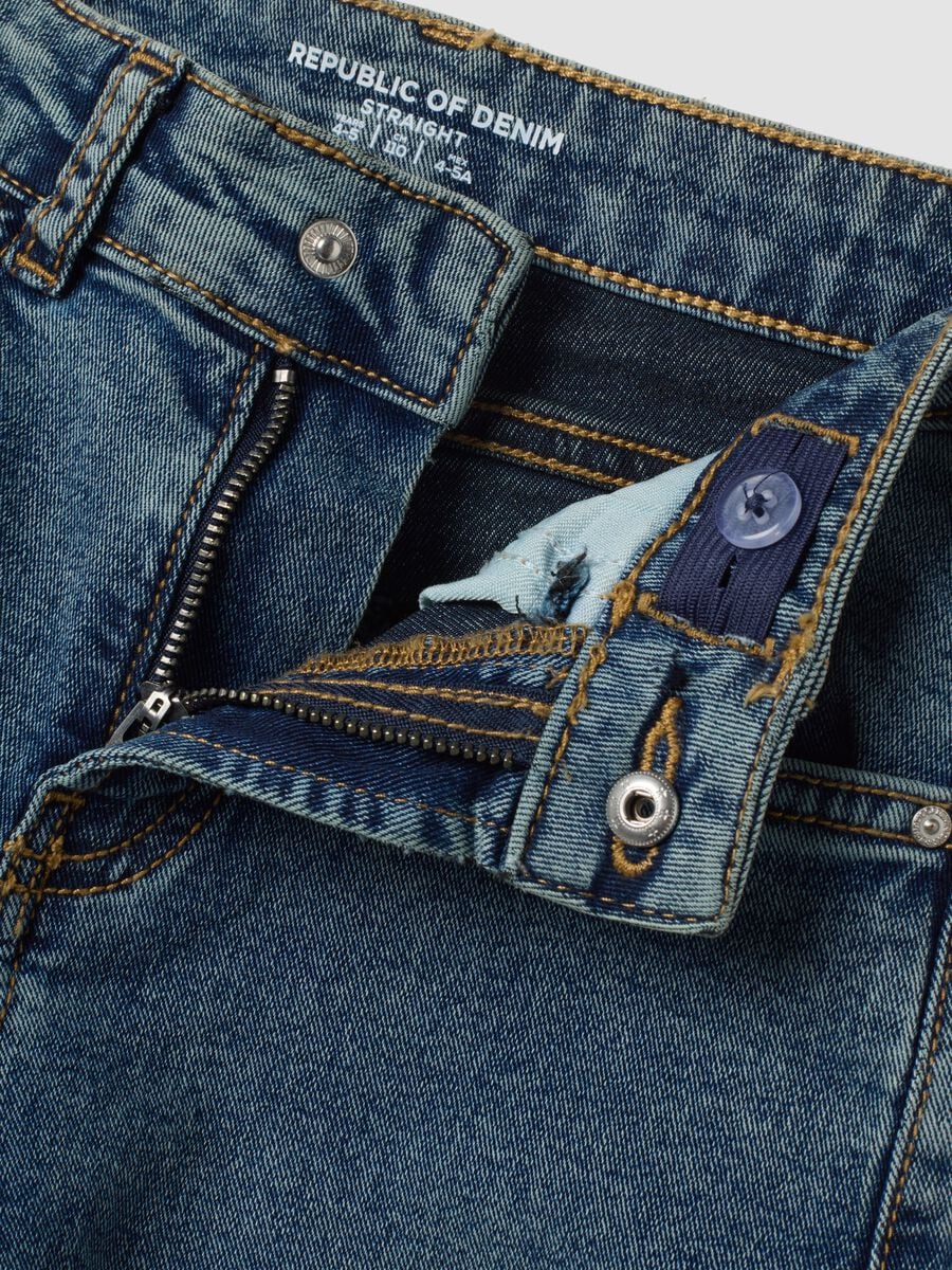Jeans blu chiaro in cotone elasticizzato straight fit_3