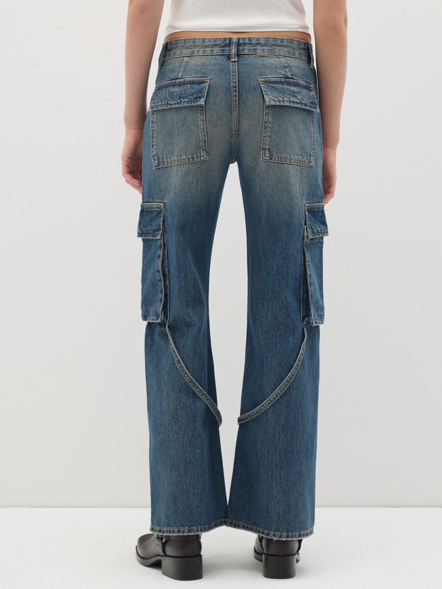Pantaloni cargo in puro cotone denim_3